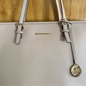 MICHAEL KORS Large Saffiano Leather Travel Tote Bag Blush Pink